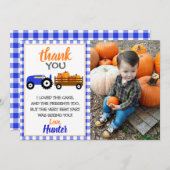 Blue Pumpkin Tractor - Hartelijk dank voor uw kaar Bedankkaart (Voorkant / Achterkant)