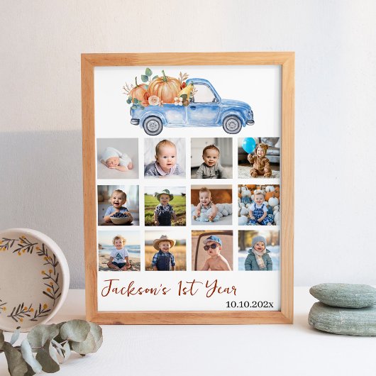 Blue Pumpkin Truck 1e jaar Foto Milestone Poster