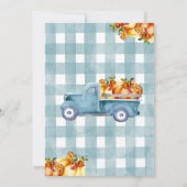 Blue Pumpkin Truck 1st Birthday Invitation Kaart (Achterkant)