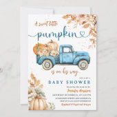 Blue Pumpkin Truck Baby shower Boy Little Pumpkin Kaart (Voorkant)