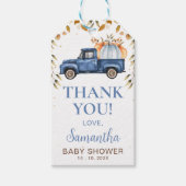 Blue Pumpkin Truck Baby shower Dank u Label Cadeaulabel (Voorkant)