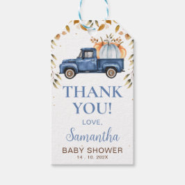 Blue Pumpkin Truck Baby shower Dank u Label Cadeaulabel