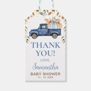 Blue Pumpkin Truck Baby shower Dank u Label Cadeaulabel