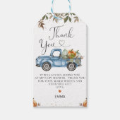 Blue Pumpkin Truck Baby shower Dank u Label Cadeaulabel (Voorkant)