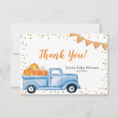 Blue Pumpkin Truck Baby shower Hartelijk dank Bedankkaart (Voorkant)