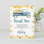 Blue Pumpkin Truck Baby shower Hartelijk dank Kaart (Staand voorkant)