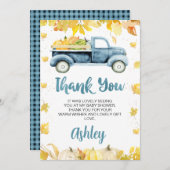 Blue Pumpkin Truck Baby shower Hartelijk dank Kaart (Voorkant / Achterkant)