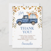 Blue Pumpkin Truck Baby shower Hartelijk dank Kaart (Voorkant)