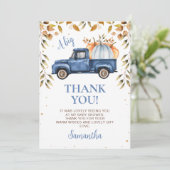 Blue Pumpkin Truck Baby shower Hartelijk dank Kaart (Staand voorkant)