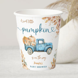 Blue Pumpkin Truck Baby shower Herfst Papier Papieren Bekers