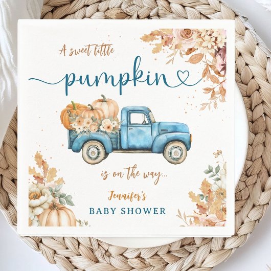 Blue Pumpkin Truck Baby shower Herfst Party Paper Servet