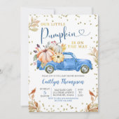 Blue Pumpkin Truck Baby shower Invitation Kaart (Voorkant)
