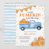Blue Pumpkin Truck Baby shower Invitation Kaart (Voorkant / Achterkant)