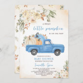 Blue Pumpkin Truck Baby shower Kaart (Voorkant / Achterkant)