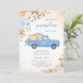 Blue Pumpkin Truck Baby shower Kaart (Staand voorkant)