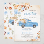 Blue Pumpkin Truck Baby shower Kaart (Voorkant / Achterkant)
