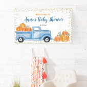 Blue Pumpkin Truck Baby shower Party Banner (Insitu)