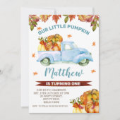 Blue Pumpkin Truck Birthday Invitation Kaart (Voorkant)