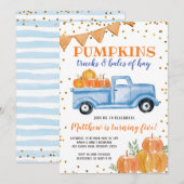 Blue Pumpkin Truck Birthday Invitation Kaart (Voorkant / Achterkant)