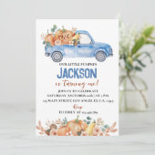 Blue Pumpkin Truck draait een eerste verjaardag Kaart (Staand voorkant)