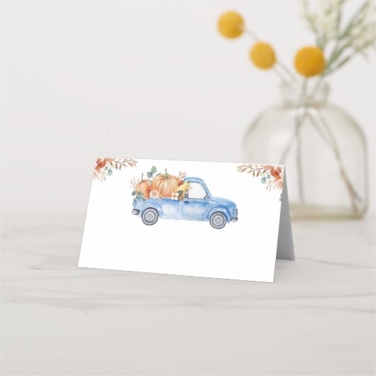 Blue Pumpkin Truck Food Tent Place Card Plaatskaartje (Achterkant)