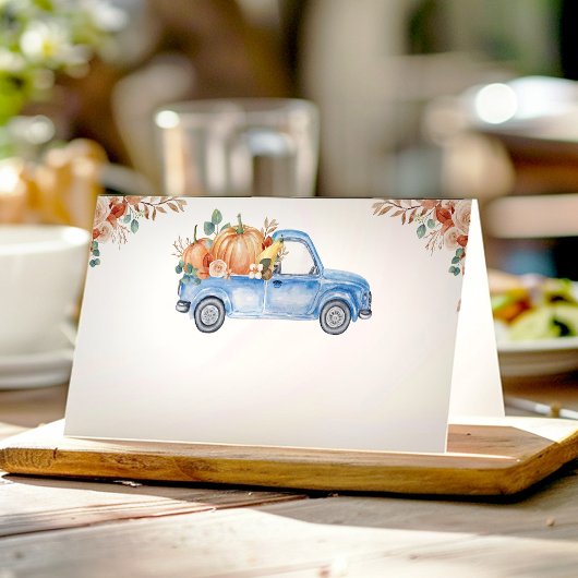 Blue Pumpkin Truck Food Tent Place Card Plaatskaartje