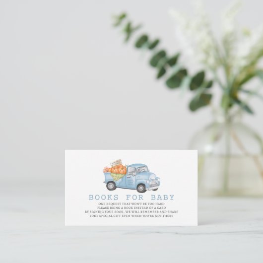 Blue Pumpkin Truck Gingham Boeken voor Baby Informatiekaartje (Staand voorkant)
