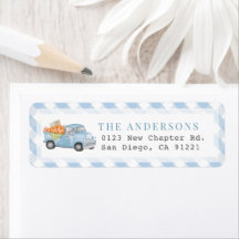 Blue Pumpkin Truck Gingham Retouradres