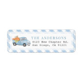 Blue Pumpkin Truck Gingham Retouradres Etiket (Voorkant)