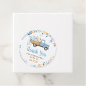 Blue Pumpkin Truck Herfst Verjaardag Ronde Bedankjes Labels (In situ)