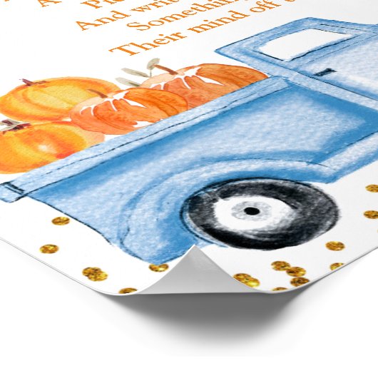 Blue Pumpkin Truck Late Night Diaper-teken Poster (Hoek)