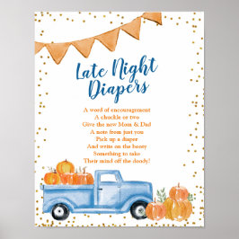 Blue Pumpkin Truck Late Night Diaper-teken Poster
