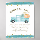 Blue Pumpkin Truck Modern Herfst Baby shower Boek Poster (Voorkant)