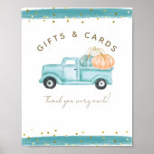 Blue Pumpkin Truck Modern Herfst Baby shower Gift Poster (Voorkant)