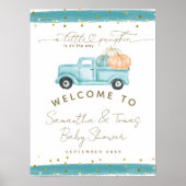 Blue Pumpkin Truck Modern Herfst Baby shower Poster (Voorkant)