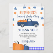 Blue Pumpkin Truck Verjaardag Bedankt Card Kaart (Voorkant)