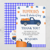 Blue Pumpkin Truck Verjaardag Bedankt Card Kaart (Voorkant / Achterkant)