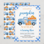Blue Pumpkin Truck Verjaardag Kaart (Voorkant / Achterkant)