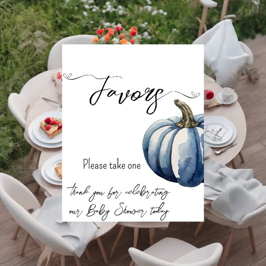 Blue Pumpkin Waterverf Baby Boy Shower Favorieten Poster