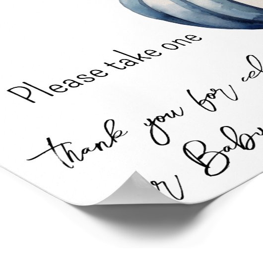 Blue Pumpkin Waterverf Baby Boy Shower Favorieten Poster (Hoek)