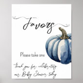 Blue Pumpkin Waterverf Baby Boy Shower Favorieten Poster (Voorkant)