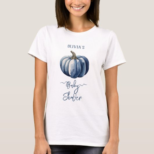 Blue Pumpkin Waterverf Baby Boy Shower T-shirt (Voorkant)