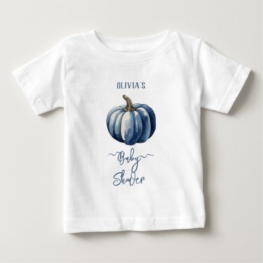 Blue Pumpkin Waterverf Baby Boy Shower T-shirt (Voorkant)