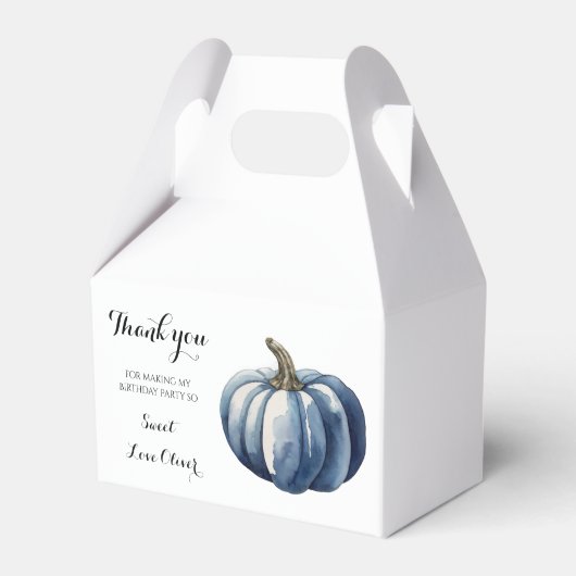 Blue Pumpkin Waterverf Boho Baby Boy Shower Bedankdoosjes (Achterkant)