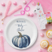 Blue Pumpkin Waterverf Boho Baby Boy Shower Papieren Bordje (Feest)