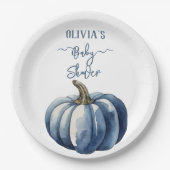 Blue Pumpkin Waterverf Boho Baby Boy Shower Papieren Bordje (Voorkant)