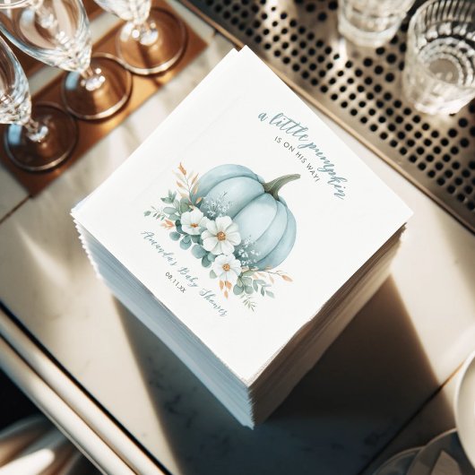 Blue Pumpkin Waterverf Boy Baby shower Servetten