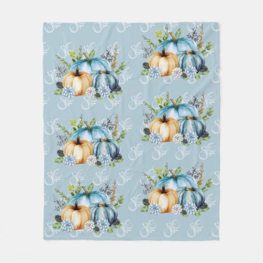 Blue Pumpkin Waterverf herfst Fleece Deken (Voorkant)