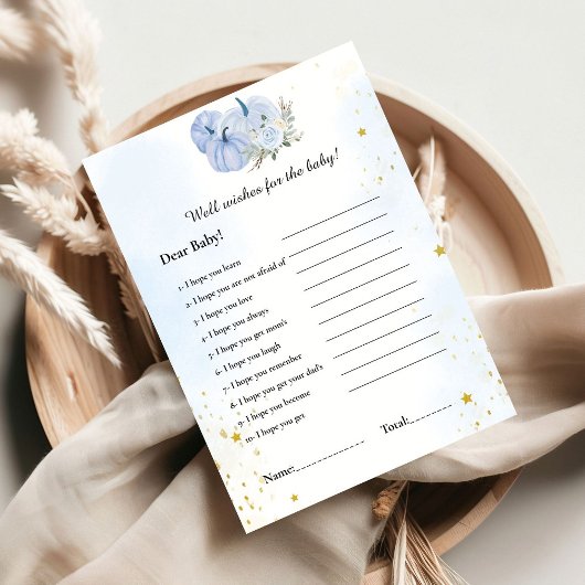 Blue Pumpkin wenst voor de baby shower spelkaart Kaart