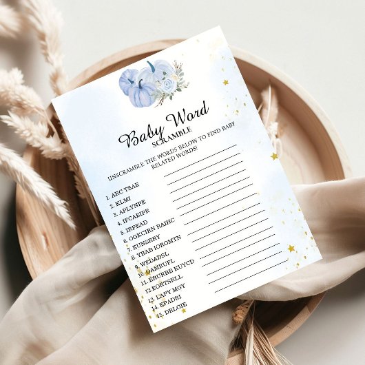 Blue Pumpkin wenst voor de baby shower spelkaart Kaart